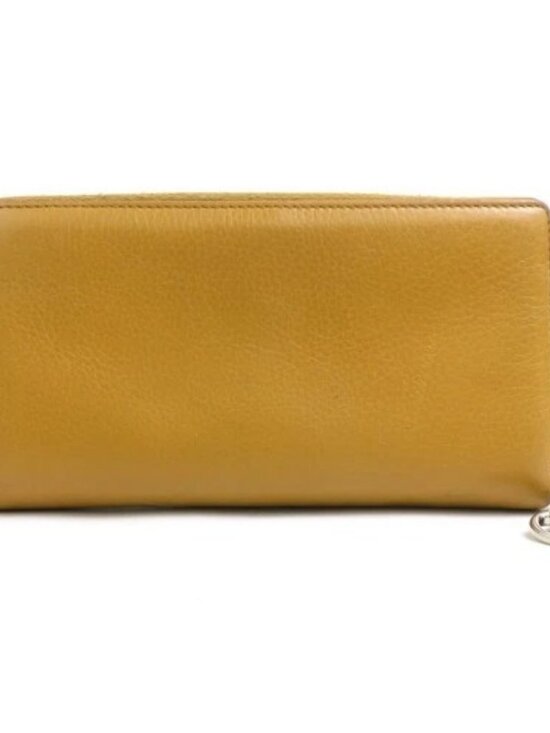 Auth GUCCI Zip Around Long Wallet Beige Brown Leather  Auth GUCCI Zip Around Long Wallet Beige Brown Leather/Silvertone - e60539a